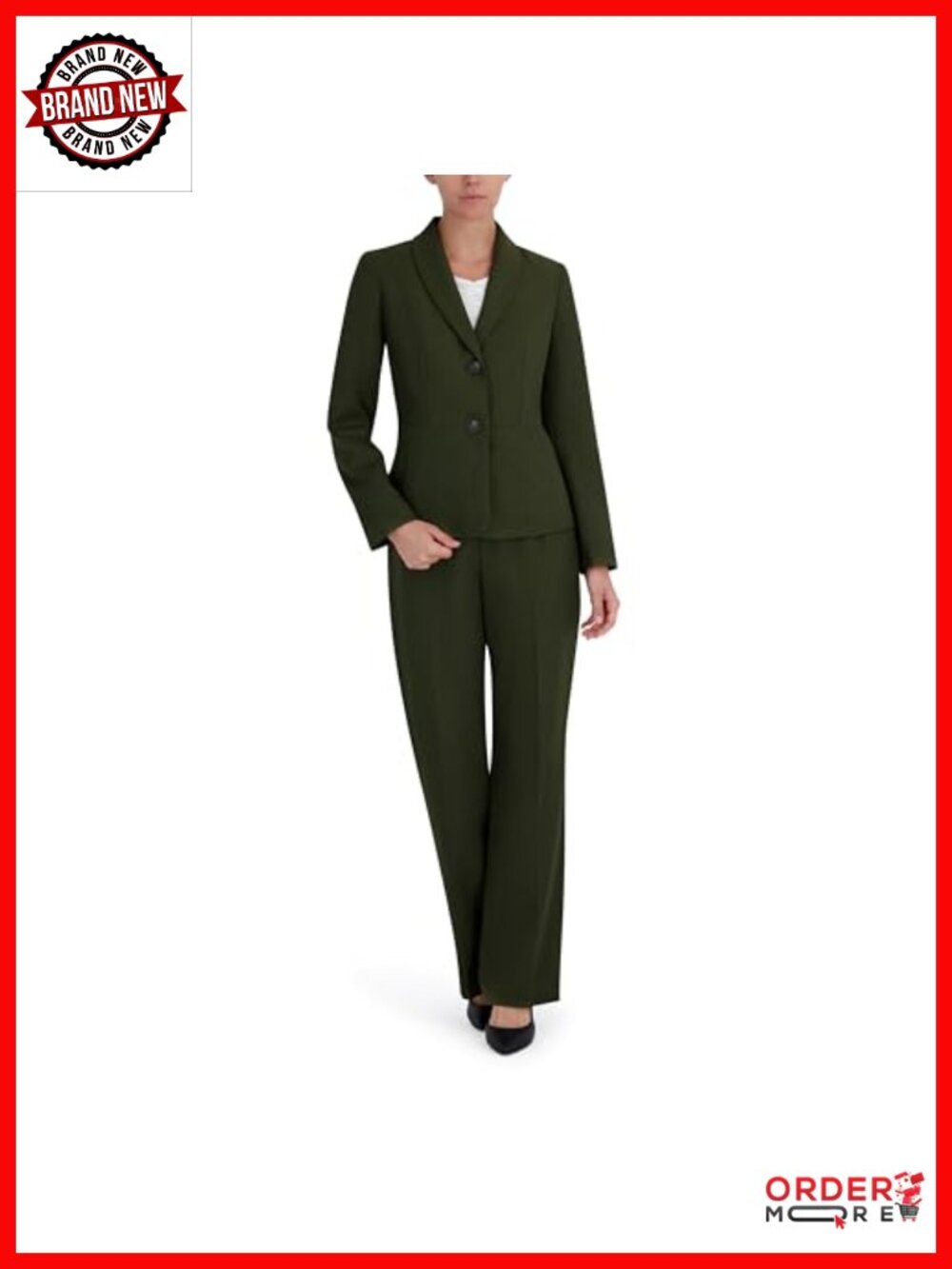 Women's Two-Piece Pants Suit Set with Shawl Collar Blazer & Wide-Leg Pants,